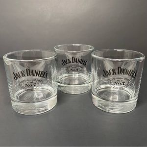 Lot of 3 Rare Vintage New Jack Daniels Whiskey No.7 Logo 8oz. Glass Cup